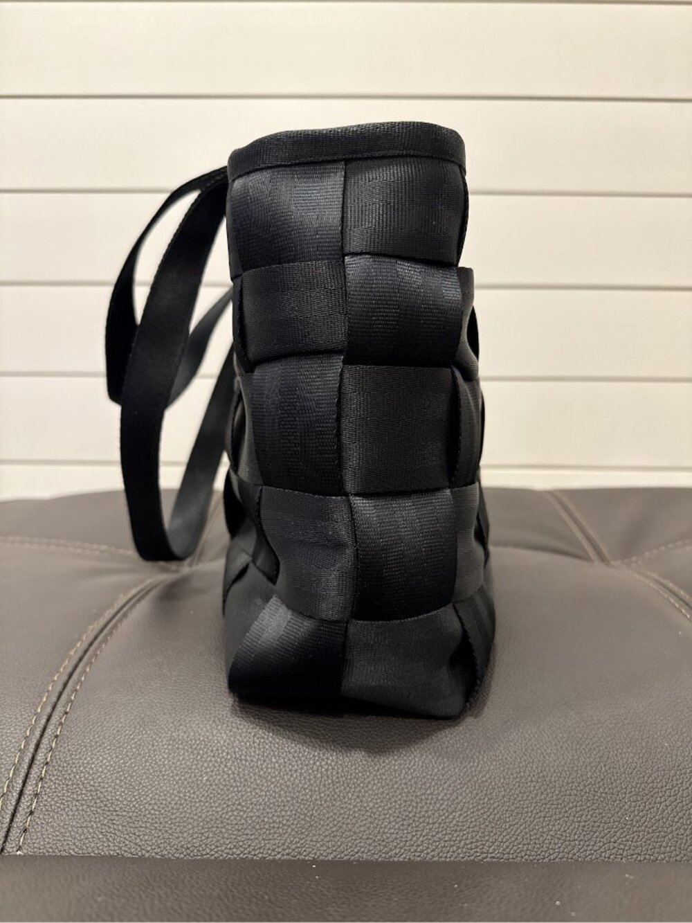 Harveys Original Seatbelt Bag Large Tote Black Woven Made in USA - Picture 4 of 11
